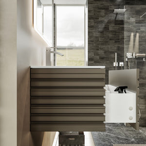 Dream 40 in. Smog Gray Wall Mount Single Sink Bath Vanity with Solid Surface Top and Integrated Sink