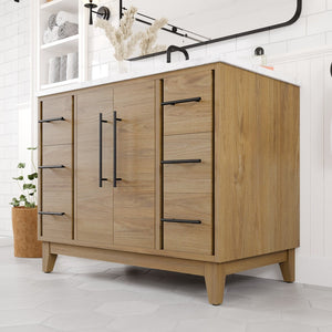 Graham 42 in. Oak Single Sink Bath Vanity with Arabescato Engineered Stone Top and Undermount Porcelain Sink