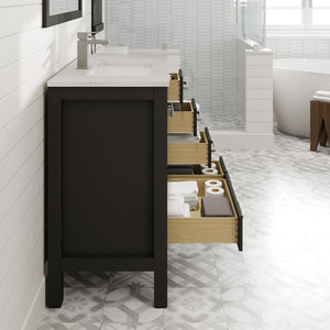 London 36 in. Espresso Single Sink Bath Vanity with Carrara Quartz Top and Undermount Porcelain Sink