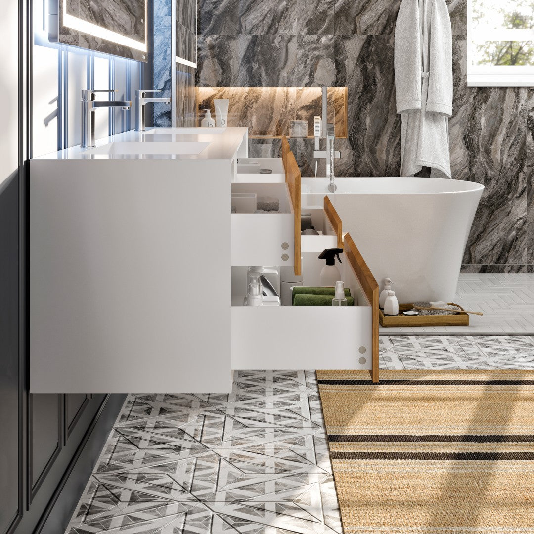 Vienna 75 in. Oak Wall Mount Double Sink  Bath Vanity with Acrylic Top and Integrated Sinks