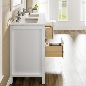 Artemis 44 in. White Double Sink  Bath Vanity with Engineered Top and Undermount Porcelain Sinks