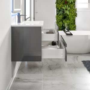 Joy 32 in. Gray Wall Mount Single Sink Bath Vanity with Porcelain Top and Integrated Sink