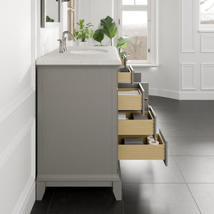 Elite Stamford 42 in. Gray Single Sink Bath Vanity with Carrara Quartz Top and Undermount Porcelain Sink