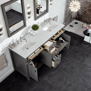 Artemis 72 in. Gray Double Sink  Bath Vanity with Engineered Top and Undermount Porcelain Sinks