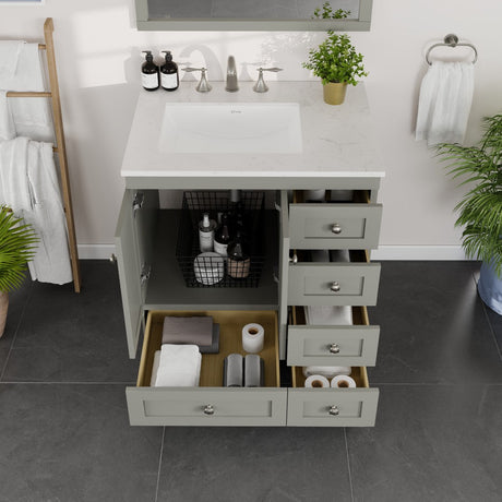Acclaim 30 in. Gray Single Sink Bath Vanity with Carrara Quartz Top and Undermount Porcelain Sink