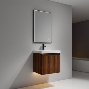 Blossom Lille 24" Brown Walnut Vanity with LED Lights & Soft-Close Drawers