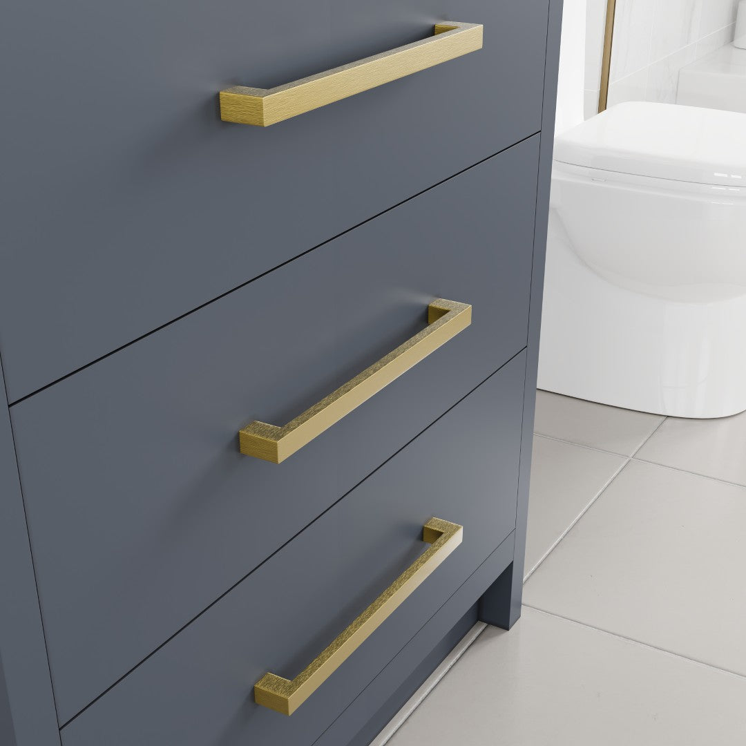 Curio 30 in. Dark Blue Single Sink Bath Vanity with Carrara Quartz Top and Undermount Porcelain Sink