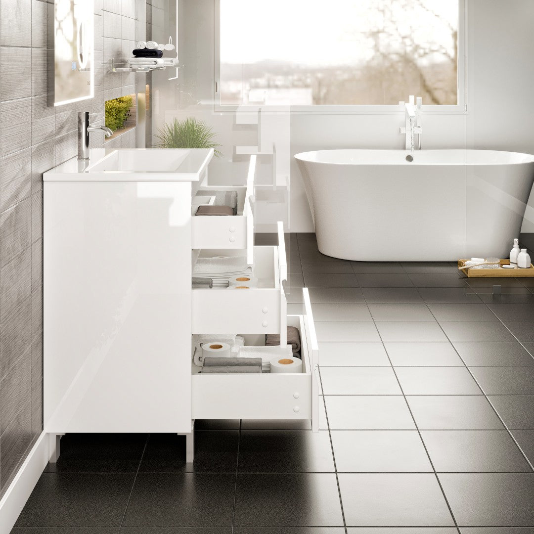 Joy 28 in. White Single Sink Bath Vanity with Porcelain Top and Integrated Sink