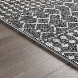 Eviva Grid 8' x 10' Geometric Gray/Cream Rug