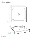 Voltaire 36 x 36' Single-Threshold, Center Drain, Shower Base in Grey