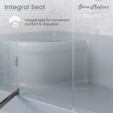 Aquatique 60 X 32 Single Threshold Shower Base With Right Hand Drain and Integral Left Hand Seat in Grey