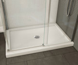 MAAX 410003-543-001-000 B3Round 4836 Acrylic Corner Right Shower Base in White with Anti-slip Bottom with Center Drain