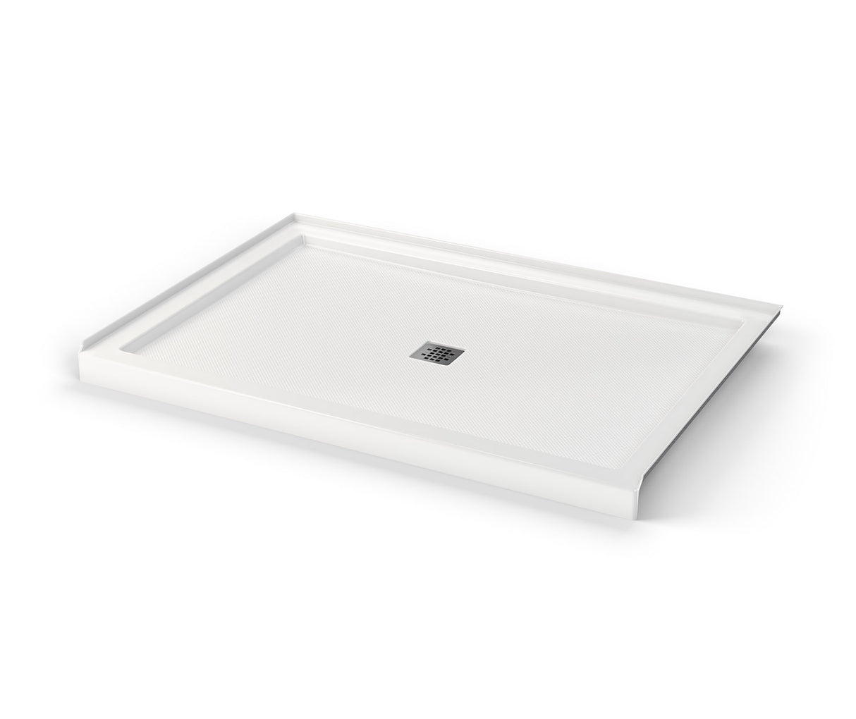 MAAX 420036-541-001-100 B3Square 6042 Acrylic Alcove Shower Base in White with Anti-slip Bottom with Center Drain