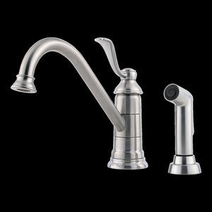 Portland 1-Handle Kitchen Faucet with Side Spray in Stainless Steel