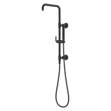 Modern Round 28 in. Shower Column with 60 in. Hose and Handheld Shower in Matte Black