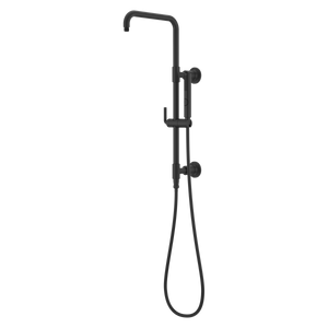 Modern Round 28 in. Shower Column with 60 in. Hose and Handheld Shower in Matte Black