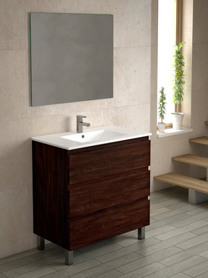 DAX Costa Engineered Wood Vanity Cabinet with Onix Porcelain Basin, 32", Wenge DAX-COS013213-ONX