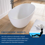 New England Home Goods 55" Modern Round Freestanding Bathtub – Deep Soaking Solid Surface Resin Stone Tub