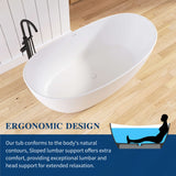 New England Home Goods 65" Modern Solid Surface Freestanding Bathtub Deep Soaking Tubs