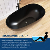 New England Home Goods Kilimanjaro 59" Freestanding Tub in Black - Stone Resin Solid Surface