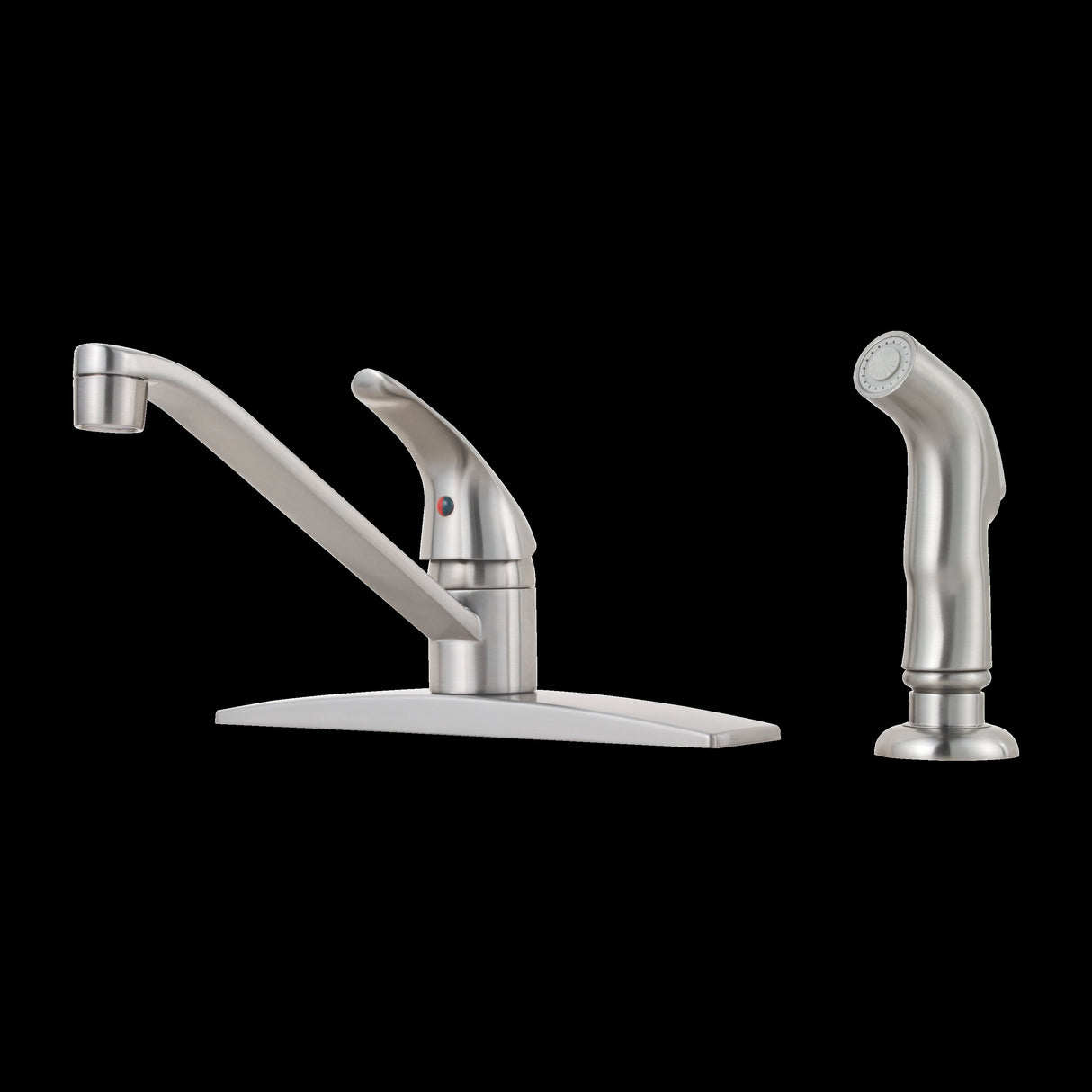 Pfirst Series 1-Handle Kitchen Faucet with Side Spray in Stainless Steel