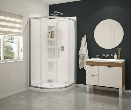 MAAX 300021-900-084-000 Daisy 38 x 38 Acrylic Center Drain Shower Kit in White with Clear glass  in Chrome