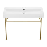 Claire 40 Ceramic Console Sink White Basin Gold Legs