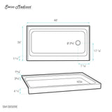 Voltaire 48 x 36 Single-Threshold, Right-Hand Drain, Shower Base in Grey