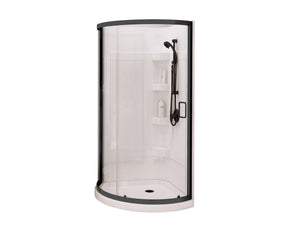 MAAX 300001-000-001-105 Cyrene 34 x 34 Acrylic Center Drain Shower Kit in White with Clear glass in Matte Black
