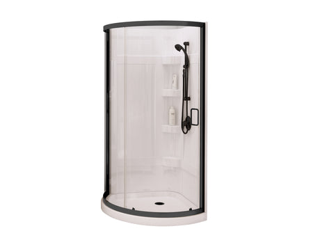 MAAX 300001-000-001-105 Cyrene 34 x 34 Acrylic Center Drain Shower Kit in White with Clear glass in Matte Black