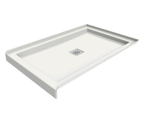 MAAX 420001-504-001-100 B3Square 4832 Acrylic Alcove Deep Shower Base in White with Center Drain