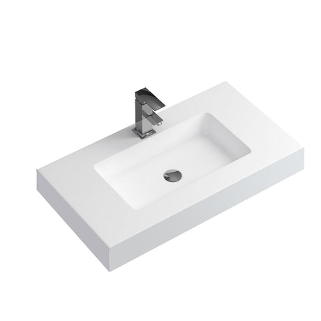 DAX Bayside Solid Surface Single Vanity Top with Integrated Basin, 28", Matte White DAX-AMB0328