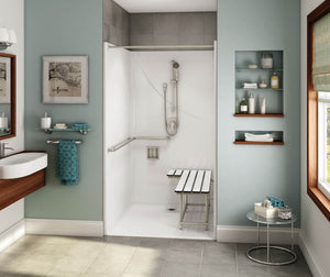 MAAX 106086-000-002-152 OPS-4248-RS California Title 24 Compliant AcrylX Alcove Center Drain One-Piece Shower in White