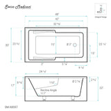 Voltaire 48 x 30" Right-Hand Drain Alcove Integrated Armrest Bathtub with Apron