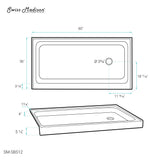 Voltaire 60 x 36 Acrylic White Single-Threshold, Right-Hand Drain, Shower Base