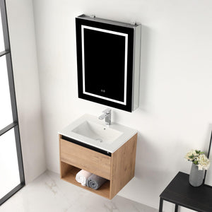 Blossom Bergen 24" Vanity with Dual LED Illumination - Adjustable Lighting and Soft-Closing Drawer