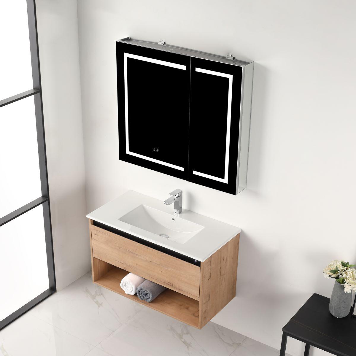 Blossom Bergen 36" Vanity with Dual LED Illumination - Adjustable Lighting and Soft-Close Drawer