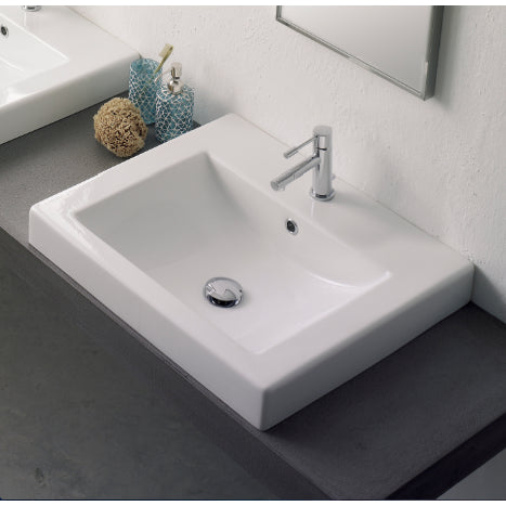 Square White Ceramic Drop In Sink