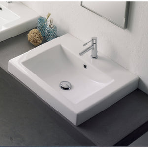 Square White Ceramic Drop In Sink