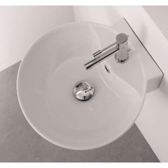 Round White Ceramic Wall Mounted or Vessel Sink