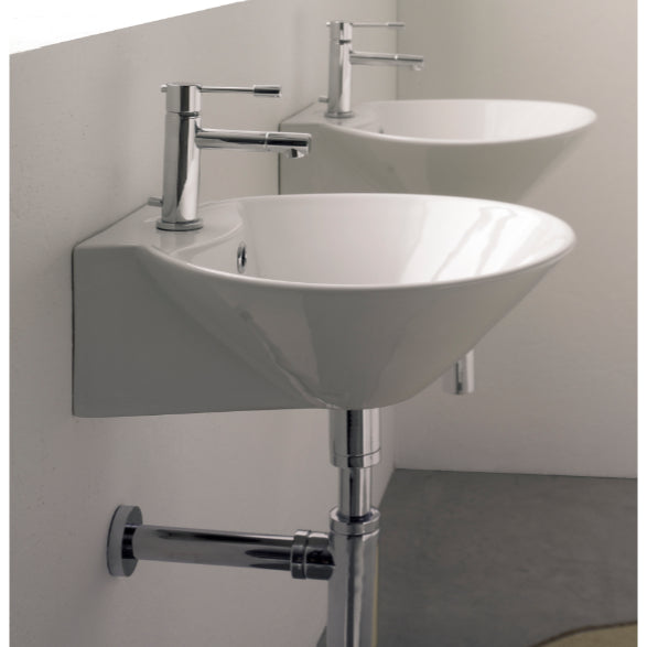 Round White Ceramic Wall Mounted or Vessel Sink