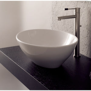 Oval-Shaped White Ceramic Vessel Sink
