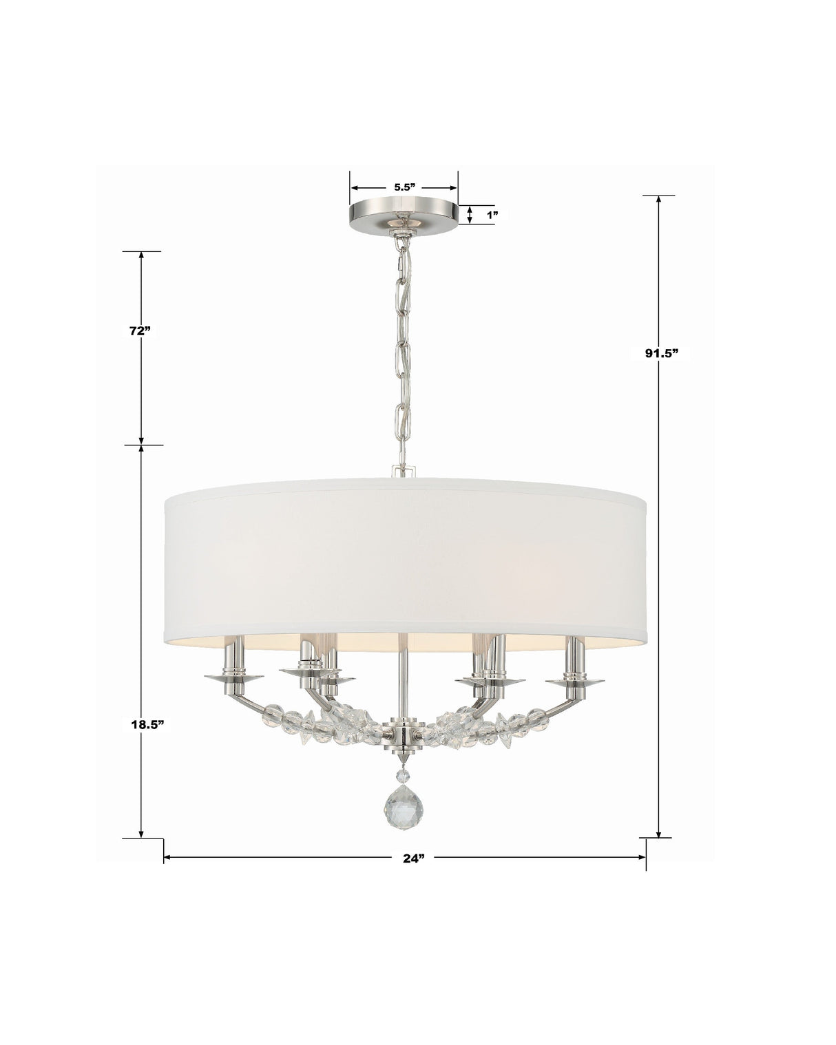 Mirage 6 Light Polished Nickel Chandelier 8016-PN