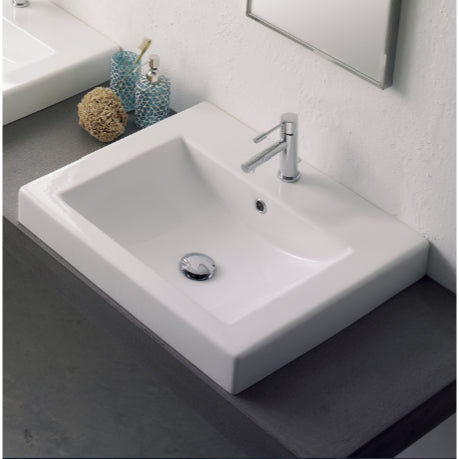 Square White Ceramic Drop In Sink