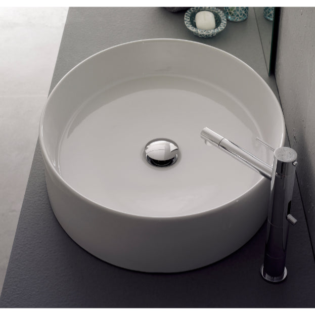 Oval-Shaped White Ceramic Vessel Sink