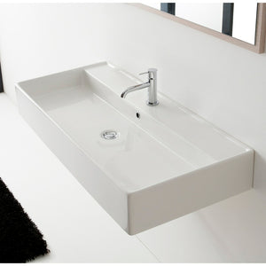 Trough Ceramic Wall Mounted or Vessel Sink