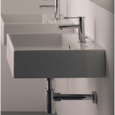 Square White Ceramic Wall Mounted or Vessel Sink