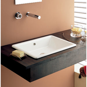 Rectangular White Ceramic Drop In or Vessel Sink