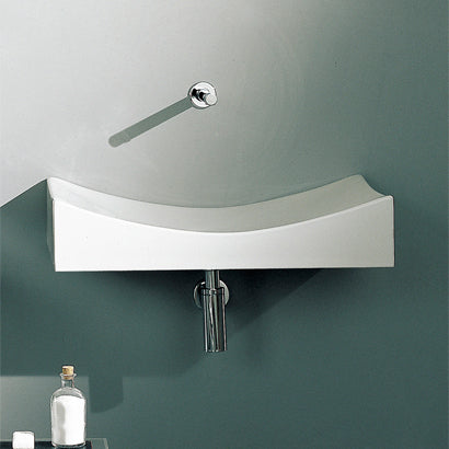 Rectangular White Ceramic Wall Mounted or Vessel Sink