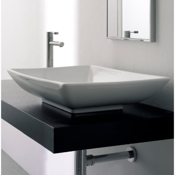 Rectangular White Ceramic Vessel Sink